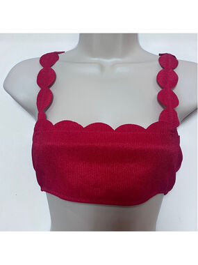 PrettyLittleThing Bold Red Scalloped Bikini Top